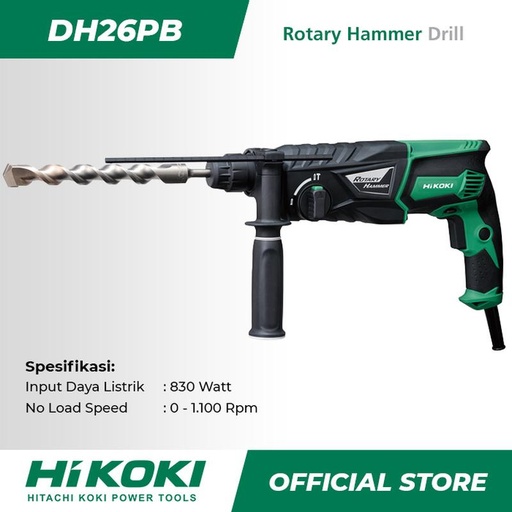 Hitachi Hikoki Rotary Hammer / Bor Beton Listrik 26mm 830Watt DH26PB