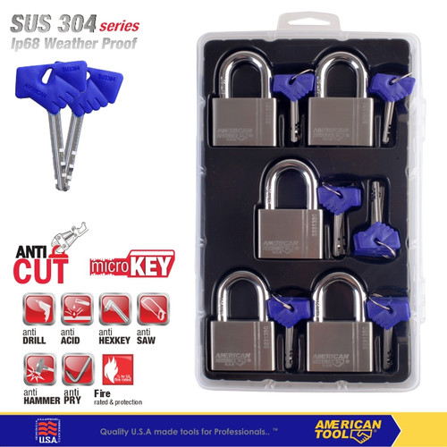 [EZM.2401304] Gembok American Secure Master Key 60mm Gen 4 isi 5 Pcs S931360MK5