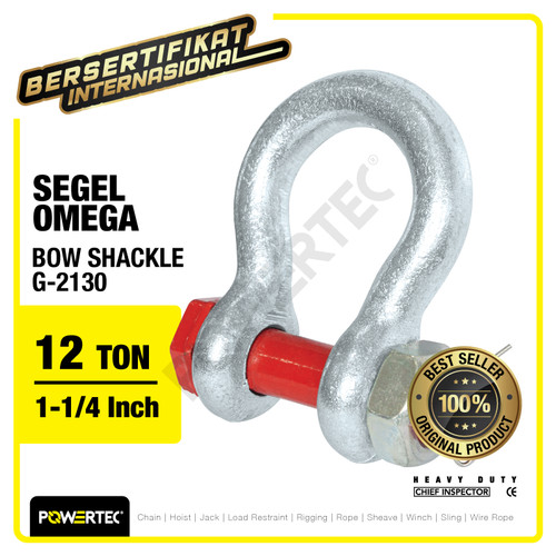 Bow Shackle Omega G2130 12 Ton - 1-1/4" Segel Bolt Type POWERTEC