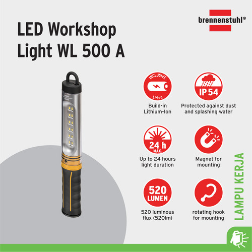 [EZM.2401032] Lampu Kerja Brennenstuhl Senter LED Workshop Light Magnet WL500A / Lampu Senter Gantung / Lampu Penerangan - 1175580
