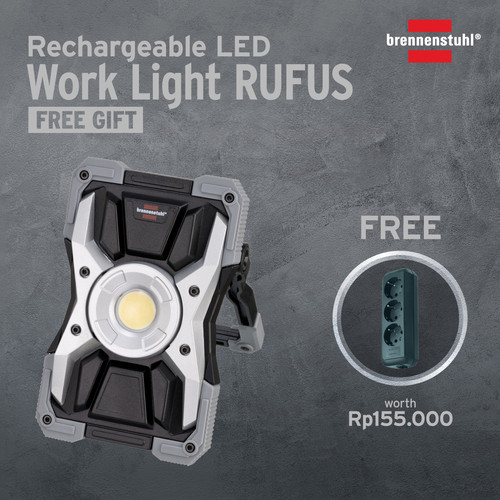 [EZM.2401033] Lampu Malam Brennenstuhl LED HeavyDuty Metal Worklight RUFUS 1500MA / Lampu Senter Penerangan - 1173100100