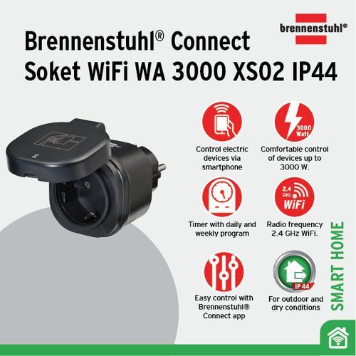 [EZM.2401169] Smart Home Socket Wifi Brennenstuhl Connect WiFi socket WA 3000 XS02 black IP44 - 1294860