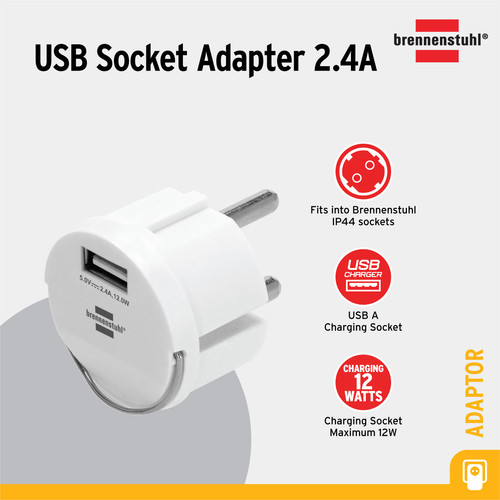 [EZM.2400999] Colokan USB Socket Charging type A Stop Kontak Adapter 2.4A Putih - 1508110