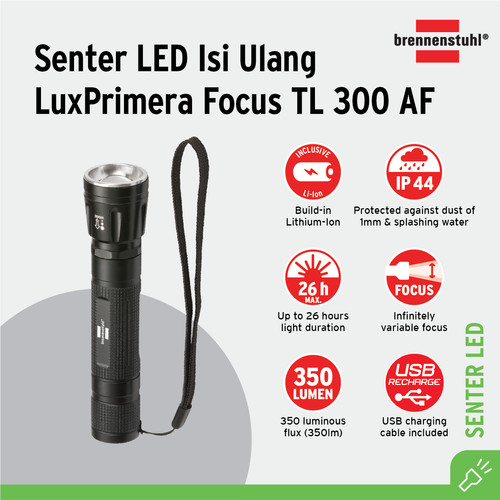 [EZM.2401201] Lampu Senter Tangan Brennenstuhl Senter CREE LED Lux Primera Focus TL 300 AF / Lampu Penerangan Handy Lamp - 1178600162