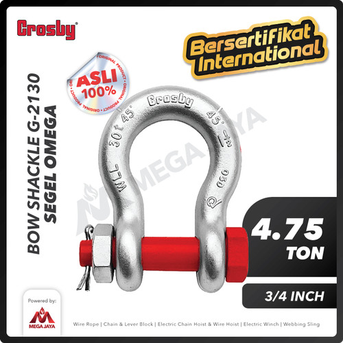 Bow Shackle Omega G2130 4.75 Ton - 3/4" CROSBY Segel Bolt Type
