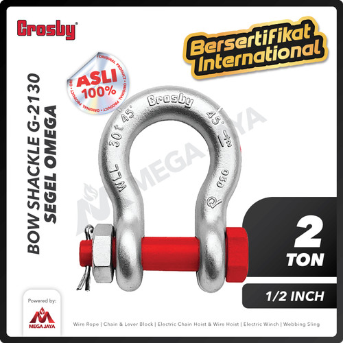 Bow Shackle Omega G2130 2 Ton - 1/2" CROSBY Segel Bolt Type
