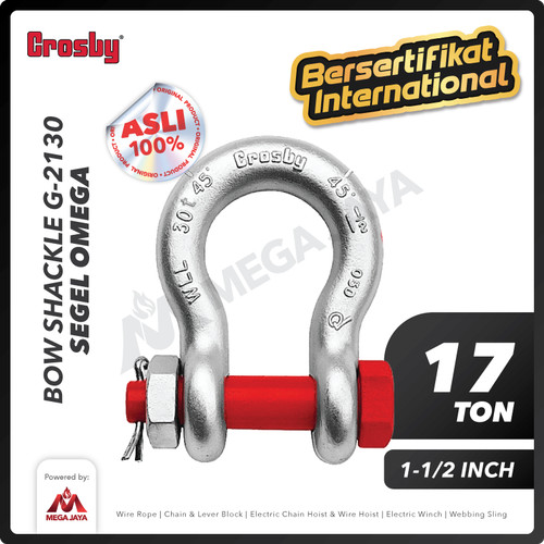 Bow Shackle Omega G2130 17 Ton - 1-1/2" CROSBY Segel Bolt Type