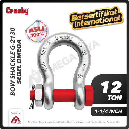Bow Shackle Omega G2130 12 Ton - 1-1/4" CROSBY Segel Bolt Type