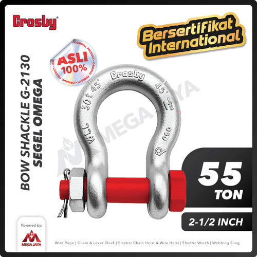 Bow Shackle Omega G2130 55 Ton - 2-1/2" CROSBY Segel Bolt Type