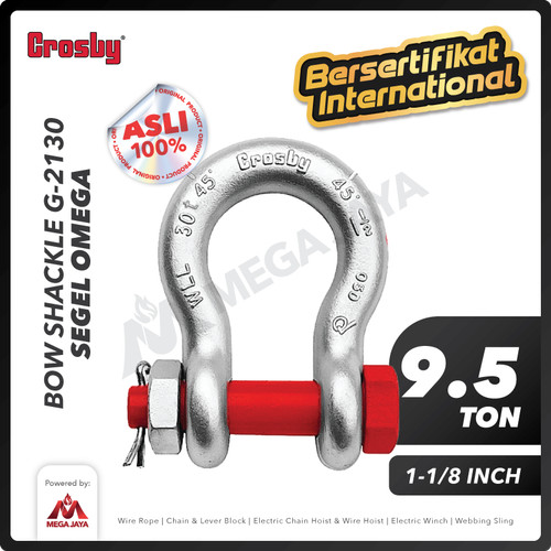 Bow Shackle Omega G2130 9.5 Ton - 1-1/8" CROSBY Segel Bolt Type