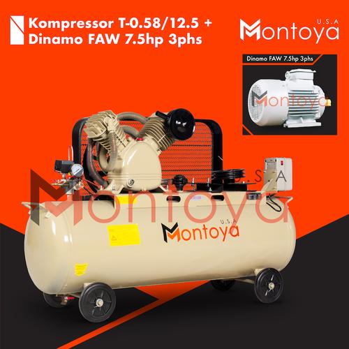 [EZM.1400636] Kompresor angin MONTOYA 7,5 hp T-0.58/12.5 + Dinamo 7,5 hp 3 phase