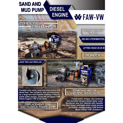 [EZM.1400695] Pompa Pasir 3 Inch + Engine Diesel FAW 178F 6 hp