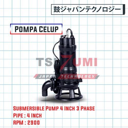 [EZM.1400837] Pompa Celup Submersible Sewage Pump Electric 4 Inch 3 Phase Tsuzumi