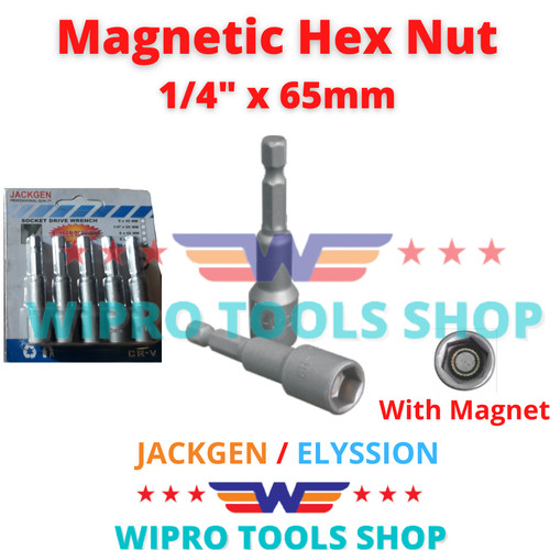 [EZM.1005985] Kunci Mata Sock Baut Roofing Magnetic Hex Nut 1/4" x 65mm JACKGEN
