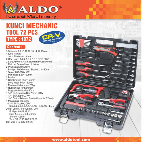 KUNCI PERKAKAS BENGKEL SET / KUNCI MECHANIC TOOL 72 PCS TYPE : 1072