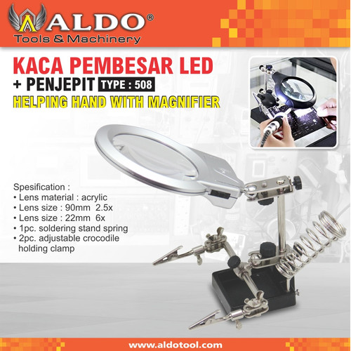KACA PEMBESAR LED + PENJEPIT TYPE : 508 MERK ALDO