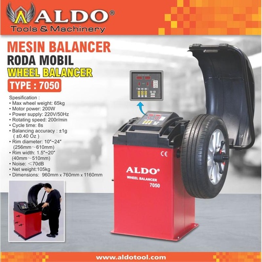 MESIN PENYEIMBANG BAN / MESIN BALANCER RODA MOBIL ALDO TYPE : 7050