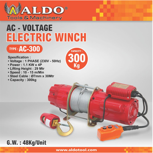 ELECTRIC WINCH 300 KG AC-300 1 PHASE ALDO