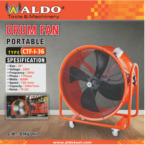 KIPAS TABUNG INDUSTRI / INDUSTRIAL DRUM FAN 36" TYPE : CTF-I 36 ALDO