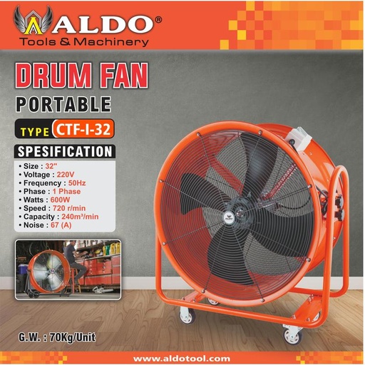 KIPAS TABUNG INDUSTRI / INDUSTRIAL DRUM FAN 32" TYPE : CTF-I 32 ALDO