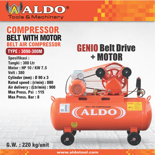 KOMPRESOR ANGIN/ COMPRESOR BELT 7,5 HP (GENIO 3090M-300) +10 HP ALDO