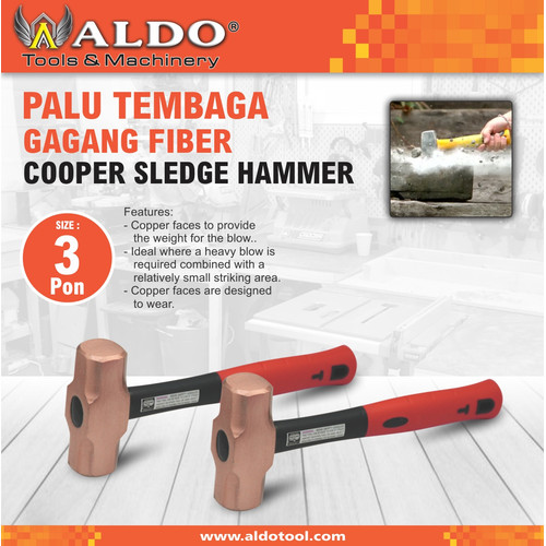 Palu Tembaga Gagang Fiber Ukuran 3 Pon ALDO