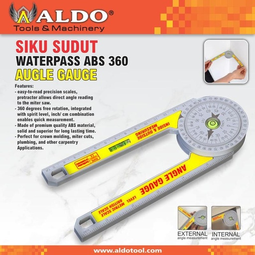 Siku Sudut Waterpass ABS 360 Merk Aldo
