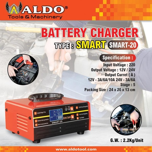 Cas Aki / Charger Accu / Battery Charger Type : Smart-20 Aldo
