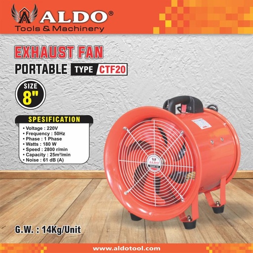 EXHAUST FAN PORTABLE / KIPAS BLOWER 8" CTF- 20 ALDO