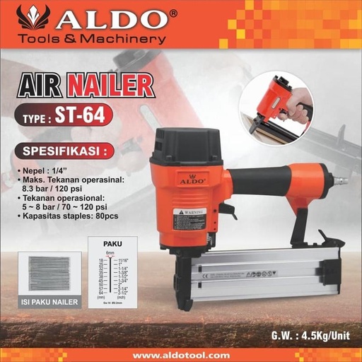 AIR NAILER / MESIN PAKU TEMBAK ST 64 ALDO