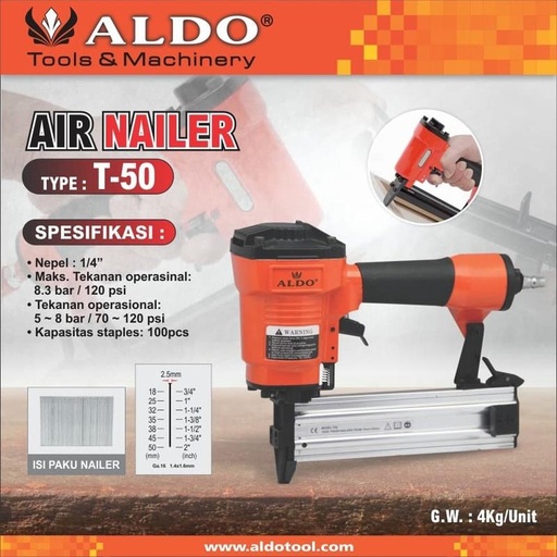 AIR NAILER / MESIN PAKU TEMBAK T 50 ALDO