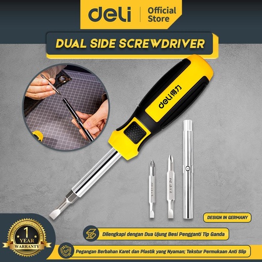 Deli 2-in-1 Screwdriver / Obeng 2 in 1 Kombinasi Bolak Balik DL260206