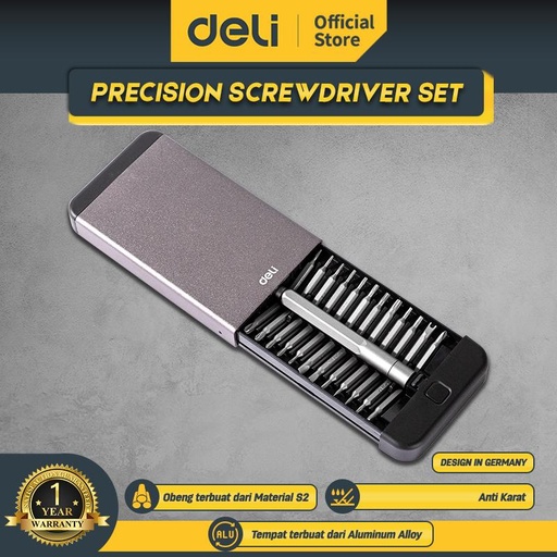 Deli Obeng Set Presisi Magnet / Screwdriver Set 25 Pcs Perkakas DL3525