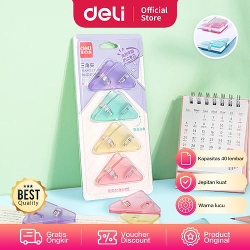 [EZO.7000569] Deli Triangle Paper Clip Penjepit Sudut Kertas 40 Lembar A4 QJ8530