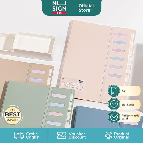 [EZO.7000572] Nusign File Holder Map Dokumen A4 Muat Banyak Warna Pastel NS516