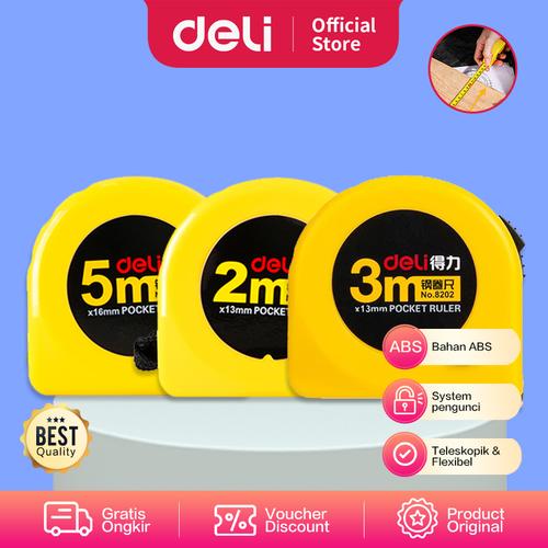 [EZO.7001959] Deli Measuring Tape / Meteran Tukang Gulung Mini Sistem Pengunci 820X