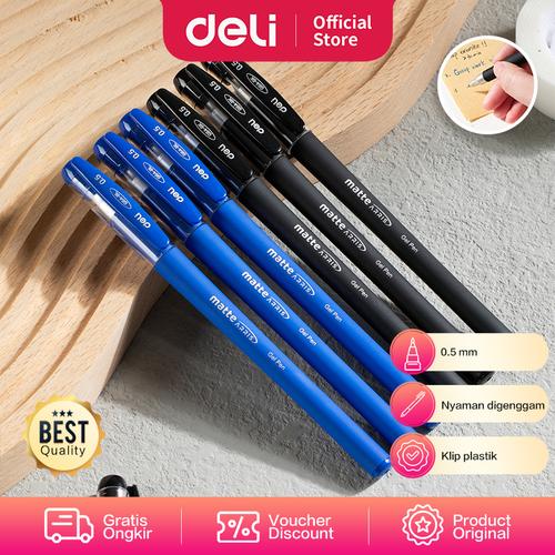 [EZO.7001929] Deli Gel Pen Pulpen Gel 0.5mm Pegangan Anti Slip Penulisan Halus EG64