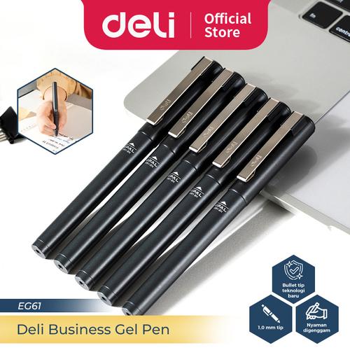 [EZO.7300129] Deli Business Gel Pen / Pulpen Gel Profesional 1.0mm Casing Metal EG61