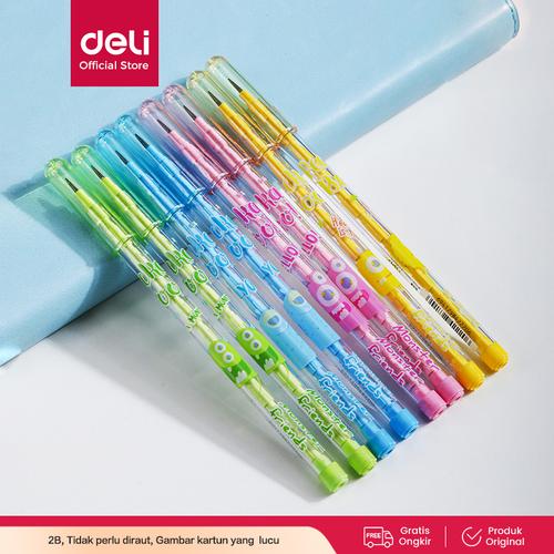 [EZO.7000578] Deli Non-sharpening Pencil Pensil Sambung Susun Bensia 2B Kartun EC086