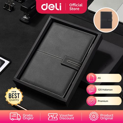 [EZO.7000579] Deli Leather Cover Notebook Gift Set Hadiah Buku Catatan A5 EN139L