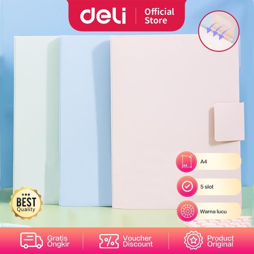 [EZO.7001961] Deli Expanding File / Map Folder Dokumen A4 5 Pocket Tab Index 72671