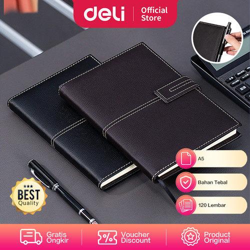 [EZO.7000580] Deli Leather Cover Notebook Buku Catatan Agenda Kulit Magnetic EN142L