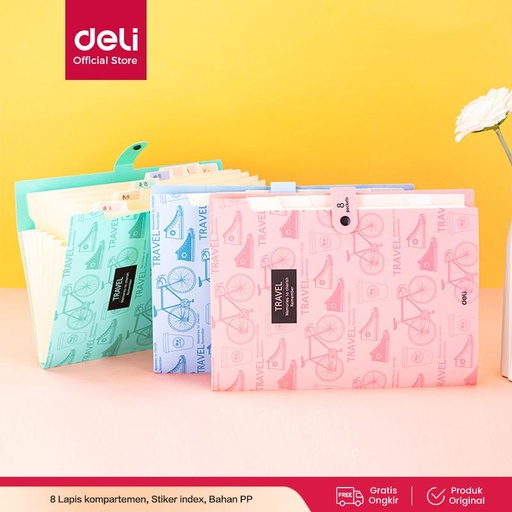 [EZO.7000620] Deli Expanding File / Map Folder Dokumen A4 8 Pocket Tab Index 5737