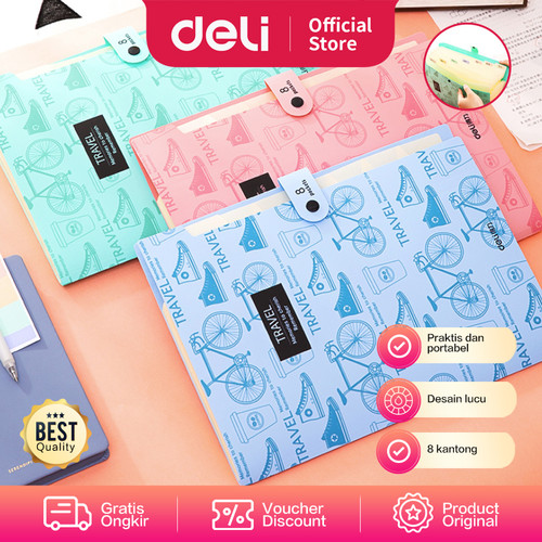 [EZO.7000620] Deli Expanding File / Map Folder Dokumen A4 8 Pocket Tab Index 5737