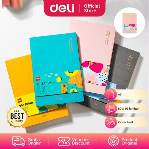 [EZO.7000581] Deli Leather Cover Notebook Buku Catatan Sampul Kulit Pastel A5 EN13XL