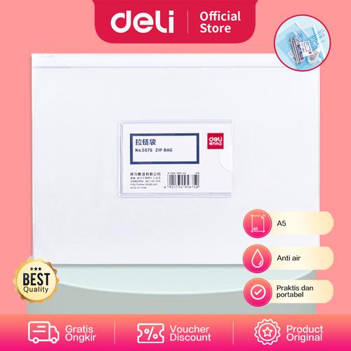 [EZO.7001963] Deli Zipper Storage Bag Travel Pouch/Plastik Ziplock A5 Anti Air 5675