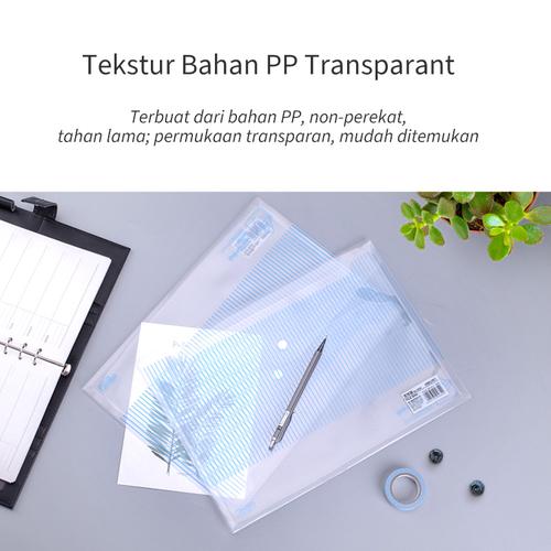 [EZO.7001964] Deli File Bag / Tas Map Plastik Kancing A4 Anti Air Motif Garis 5630