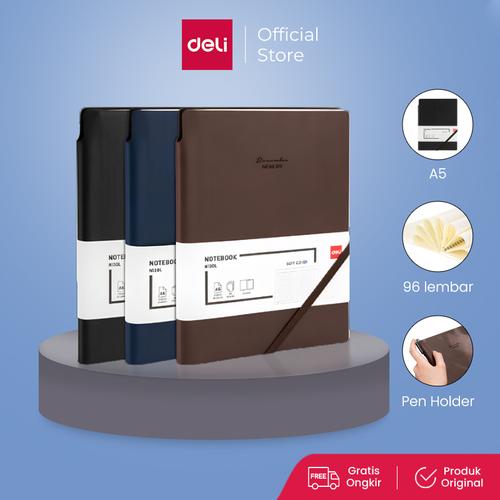 [EZO.7000582] Deli Leather Cover Notebook Buku Catatan Agenda Sampul Kulit A5 EN130L