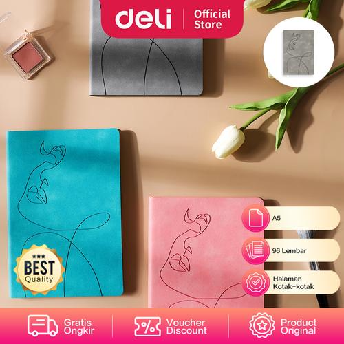 [EZO.7000584] Deli Leather Cover Notebook Buku Catatan Agenda Sampul Kulit A5 EN126L
