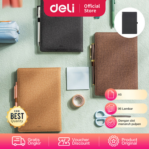 [EZO.7000585] Deli Canvas Cover Notebook Buku Catatan Agenda Sampul Kain EN118L